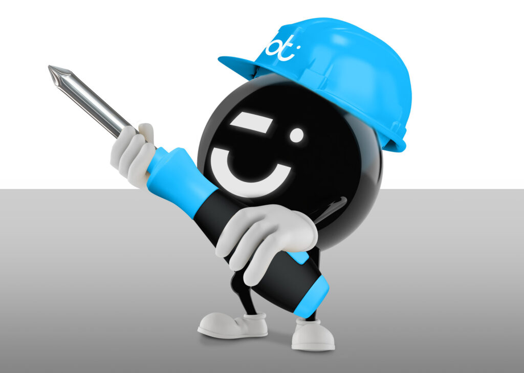 Dot Design mascot showing that it can help customers with any installation